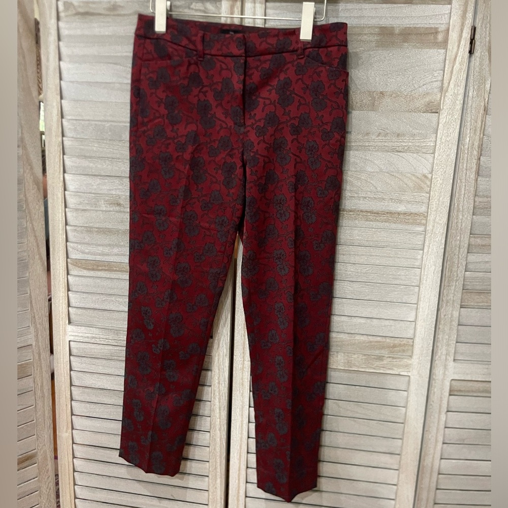 White House Black Market Red and Black Floral Pants